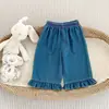 Conjunto de Dos Piezas de Moda Otoñal para Niñas Camisa Bordada de Manga Larga Jeans Elegantes de Nueve Puntos Conjunto para Niñas 2026