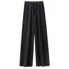 Pantalones de Pierna Ancha 100% Lana Merino Australiana para Mujer Otoño Invierno Pantalones Rectos con Caída Suaves como Cachemir Blancos de Largo hasta el Suelo
