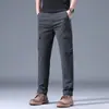 Pantalones Casuales Elásticos Color Caqui para Hombre Primavera y Verano Pantalones con Múltiples Bolsillos de Solapa Pantalones Cargo Rectos Ajustados Pantalones Largos de Algodón Puro para Niños