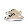 Novedad Moda Casual Primavera/Verano 2026 Zapatos de Lona Cerrados de Punta Gruesa para Mujer Zapatos Individuales Versátiles Retro Transfronterizos