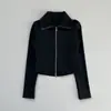 Lulu Top de Entrenamiento Profesional para Yoga, Correr al Aire Libre, Otoño e Invierno, Secado Rápido, Ciclismo, Cuello Alto, Cremallera Metálica, Ajustado a la Cintura, Ajustado