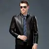 Liquidación Venta Haining Chaqueta de Cuero para Hombre de Mediana Edad Textura Genuina de Piel de Oveja Chaqueta Abrigo de Cuero para Papá de Mediana Edad