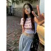 Top Cropped T-Shirt de Verão Branco de Cintura Alta com Mangas Curtas, Gola Redonda, Estampa de Letras, Corte Justo, Valoriza a Silhueta, Estilo Puro Desejo, Top Hot Girl