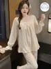 Pijama nuevo estilo palacio 2026 para mujer, primavera y otoño, dulce princesa de manga larga, conjunto de loungewear de alta gama, adecuado para usar fuera