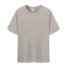 Camiseta Masculina de Manga Curta de Verão 300g Fio Duplo Cor Sólida Casual Solta Camisa Base Pesada Gola Redonda Camisa Cultural Estampada