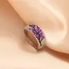 Anel de Princesa Europeu e Americano Transfronteiriço com Diamante Alto Nível Inlaid Pedra Arco-íris Anel de Safira Moda Versátil Joia de Mão
