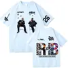 Camiseta de tamanho europeu transfronteiriça para o tour de Chris Brown e Usher 2026, para homens e mulheres, estilo Harajuku, manga curta, gola redonda, casual