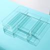 Caja de almacenamiento apilable para escritorio, papelería, pegatinas, notas adhesivas, lápices, artículos diversos, estrecha, larga, acrílica transparente