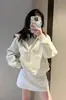 Sudadera de cuello medio estilo casual para mujer, otoño e invierno, nueva, casual, con forro polar, top tipo jersey, chaqueta corta con media cremallera