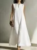Estación Primavera/Verano 2026 Estación Independiente de Amazon Nuevo Vestido Casual Simple de Estilo Europeo y Americano para Mujer sin Mangas con Bolsillos