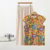 Conjunto estilo chino, nuevo top estilo chino con cierre de botones para mujer, nuevo modelo de verano 2025, único y hermoso, conjunto de dos piezas con pantalones anchos holgados