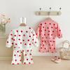 Traje para Niñas Estilo Coreano Niños de Talla Pequeña y Mediana 2025 Otoño Nuevo Estampado de Corazón Bebé Niña Princesa Conjunto de Dos Piezas para Niños