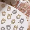 Famoso en Internet Corona de Navidad para Uñas con Diamantes Perlas Decoración Versátil Joyería de Diamantes para Uñas Dorados y Plateados Japoneses de Alta Retención de Color