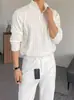 Suéter de punto para hombre con cuello medio y cremallera, jersey casual de punto de manga larga de alta gama, chaqueta blanca elegante y versátil
