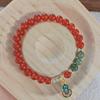 Pulseira de Cristal de Ágata Vermelha Estilo Chinês Novo Pulseira de Jade Birmanês Cabacinha Dourada Método Antigo Feminina Joia