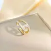 Anillo Ladrillo de Diseño Nicho de Alta Gama Lujo Accesible para Mujer Moda Europea y Americana Creativo Zirconia Chapado en Oro Anillo Abierto Ajustable