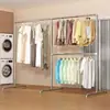 Suporte de Exposição de Roupas Simples de Tubo de Aço Galvanizado Espesso, Cabide de Chão para Varanda e Quarto, Varal de Roupa de Barra Única Removível