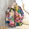 Sudadera de Algodón para Mujer con Cuello Alto y Pliegues, Estilo Nuevo 2025, Estampado Floral, 6 Botones, Sudadera de Algodón para Mujer 2