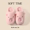 Chinelos de pelúcia de capivara de desenho animado para pais e filhos para outono e inverno, lã de cordeiro para retenção de calor, chinelos de algodão para casa para adultos e crianças