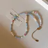 Collar de Cuentas de Nicho Rosa-Azul Fresco de Primavera y Verano, Versátil y Elegante, Cadena para Clavícula de Gama Alta, Nueva Cadena Dulce para el Cuello para Niñas