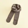 Leggings gruesos con forro polar para niñas, de otoño e invierno, para uso exterior, estilo occidental, cálidos, de una sola pieza, de terciopelo, de color sólido, para bebés.
