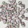 Flor de tulipa de cerâmica pintada à mão vintage rosa borboleta contas soltas contas diy pulseira artesanal acessórios de colar