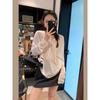 Top Básico de Cuello Medio Abierto con Botones y Dobladillo Enrollado Estilo Coreano para Mujer, Diseño de Otoño, Moderno, Adelgazante, Camiseta Holgada de Manga Larga Trendy