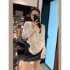 Tricô de Lã com Gola Meio Aberta Abotoada Estilo Preguiçoso para Mulheres Primavera e Outono Novo Casual Macio e Sedoso Elegante Peça de Baixo Tricô de Manga Longa