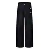 26173 High Street Retro Americano Unisex Mezclilla Cruda Lavada Diseño de Remaches Jeans Sueltos de Pierna Ancha para Hombre