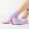 Calcetines de Yoga Coloridos de Punta Cruzados en Stock, Calcetines Antideslizantes de Cinco Dedos, Calcetines de Baile, Calcetines de Pilates Rectos de Punta Abierta y Dedos Completos