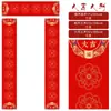 Papel para Couplet Estilo Batik 2027, Couplets de Ano Novo para Escrita Manual em Branco, Papel Vermelho Salpicado de Ouro, Papel de Sete Caracteres e Cinco Caracteres, Papel Vermelho Especial para Designs em Forma de Telha