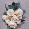 Novo Modelo de Flores Artificiais de Rosa, Fabricante de Rosas Pintadas a Óleo de 10 Cabeças, Vintage Exportação 10 Cabeças Flores de Casamento Atacado, Alta Simulação