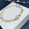 Nova Pulseira de Pérola de Água Doce Luxo Acessível Injeção de Ouro 18K Branco Brilhante Luz Forte m Pulseira Familiar Pulseira Presente Feminino
