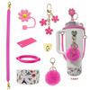 Accesorios de Decoración para Taza Stanley Ice Bully del Día de San Valentín Cuerda de Tirar de Silicona con Forma de Flor Tapa de Taza Placa de Nombre Portavasos de Silicona Traje