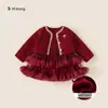 Ropa para Niños Youbao Traje para Niñas Atuendo de Año Nuevo para Bebé Chaqueta Pequeña Estilo Chanel Vestido sin Mangas Conjunto de Dos Piezas para Niños Pequeños