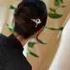 Hoja de Ginkgo Metal Avanzada Pasador de Pelo Diario Simple Soporte para el Pelo de Disco Ramas Plateadas Viento Frío Perla Divisor de Cabello