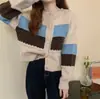 Suéter tipo cárdigan de estilo coreano para mujer, chaqueta de cuello redondo a juego con colores suaves para otoño e invierno, combinable con todo.