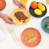 Prato de palha de trigo de 20 cm Pratos domésticos Prato de lanche de frutas Capacidade Prato de comida escandinavo casual