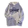 Moletom de Fleece com Capuz Oversized Estampado para Mulheres, Marca Americana de Moda High Street, Blusa Pulôver Casual Solta Tendência