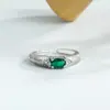 Anillo retro de circón esmeralda estilo unisex para dedo índice moda nicho anillo abierto de hilo de alta calidad