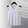Regata de Seda Gelo Sem Marcas Masculina Verão Juventude Esportiva Camiseta Sem Mangas Secagem Rápida Decote V Base Moletom Fino Elástico