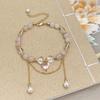 Pulseira de contas de pérolas de cristal de pedra natural pura feita à mão, pulseira com pingente de amor de corrente de borla de alto sentido