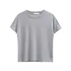 Camiseta Branca Feminina 2025 Nova Verão Manga Curta Ombro Normal Camisa Básica Gola Redonda Roupa Íntima Branca Top Slim Fit