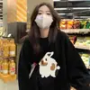 Sudadera larga con forro polar negro para mujer, nuevo estilo principios de otoño 2026, top de invierno retro americano chic moderno de alta gama