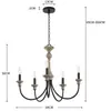 Candelabro de Madera Estilo Country Americano Creativo y Sencillo, Iluminación Retro Francesa para Sala de Estar, Comedor, Dormitorio, Vestidor y Tienda de Ropa