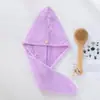 Gorro de secado de pelo de alta densidad secado rápido para mujer absorbente de forro polar de coral puntera cerrada toalla champú microfibra altamente absorbente gorro de ducha venta al por mayor