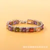 Comercio Exterior Collar de Piedras Preciosas Arcoíris Palacio Romano Chapado en Oro de 18K Púrpura Iris Zirconita Juego de Collar Pulsera Anillo