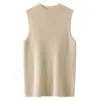 Ropa de primera línea 100% cachemira pura cuello semi-alto sin mangas chaleco mujer otoño e invierno camiseta interior suéter de punto pullover
