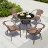 Silla de Ratán Juego de Tres Piezas Mesa de Té y Sillas para Balcón Combinación Cenador Mesa y Sillas de Exterior Patio Balcón Silla de Ocio Mesa y Sillas de Exterior