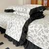Estilo Hepburn Algodón Lavado Borde Verano Colcha Cubre Cama Juego de Cuatro Piezas Acolchado Múltiples Capas Gasa Suave y Ceroso Verano Fresco Colcha Colcha para Aire Acondicionado